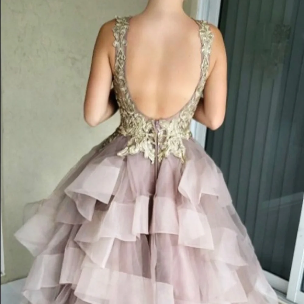 Mauve with gold prom ball down - Picture 3 of 6